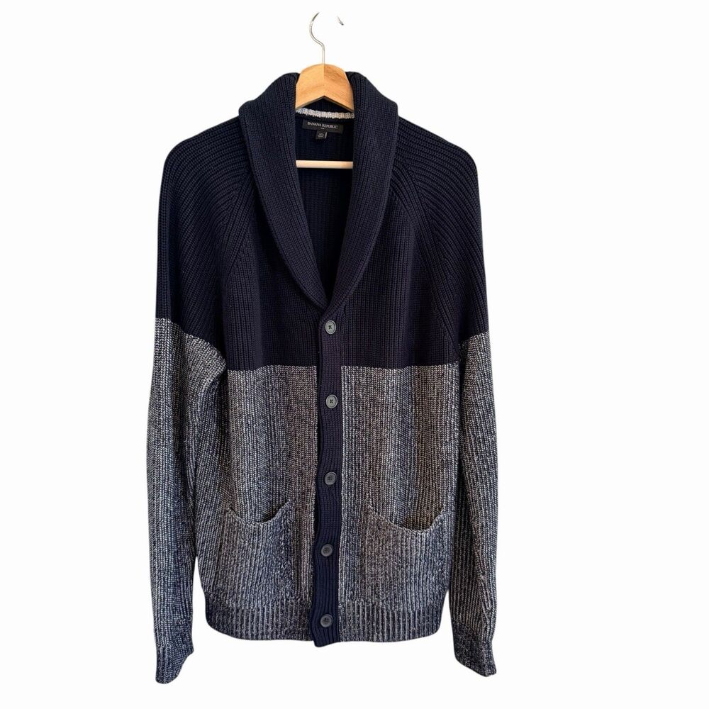 Banana Republic Mens Shawl Collar Cardigan Size XL Grandpa Preppy Dark Academia
